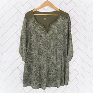 St John's Bay Boho Casual Top Plus Size 3X Olive